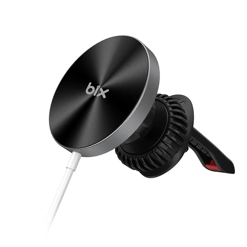 BXCH2 15W MagSafe Uyumlu Kablosuz Şarj ve Manyetik Araç içi Telefon Tutucu Siyah