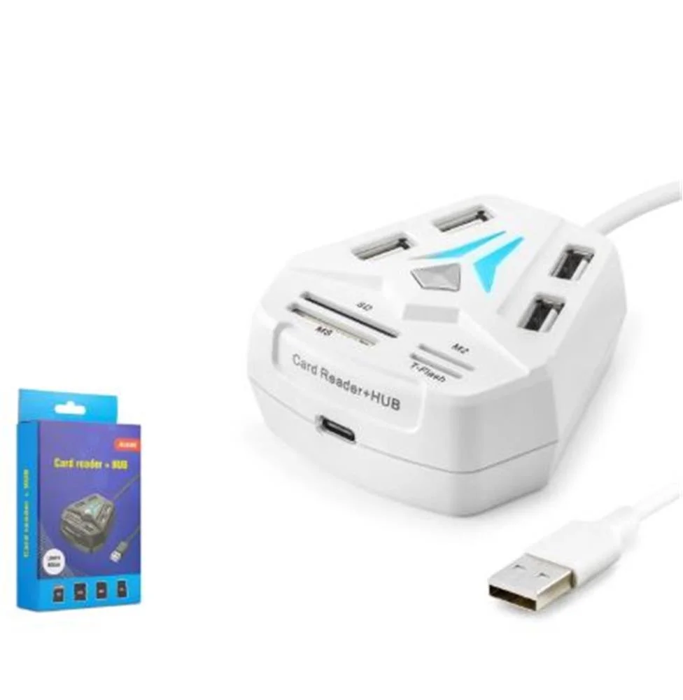 HADRON A068W USB Combo Hub Kart Okuyucu 8 Port Beyaz